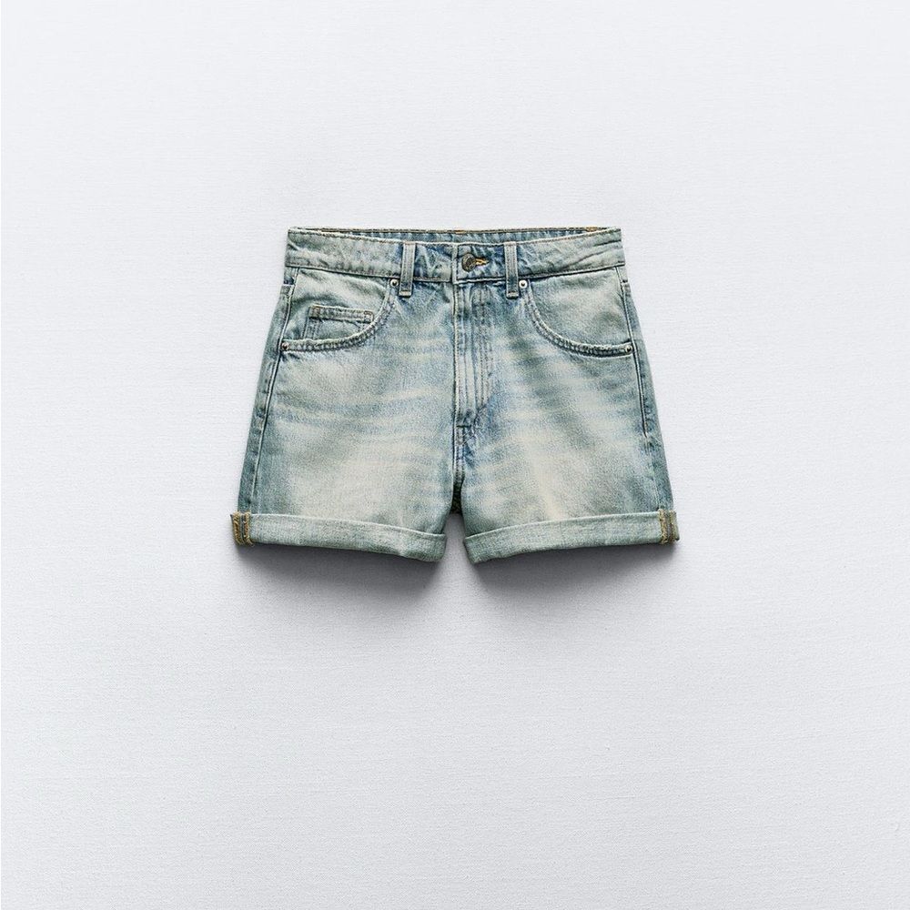 Zara TRF High-Waisted Mom Fit Denim Shorts